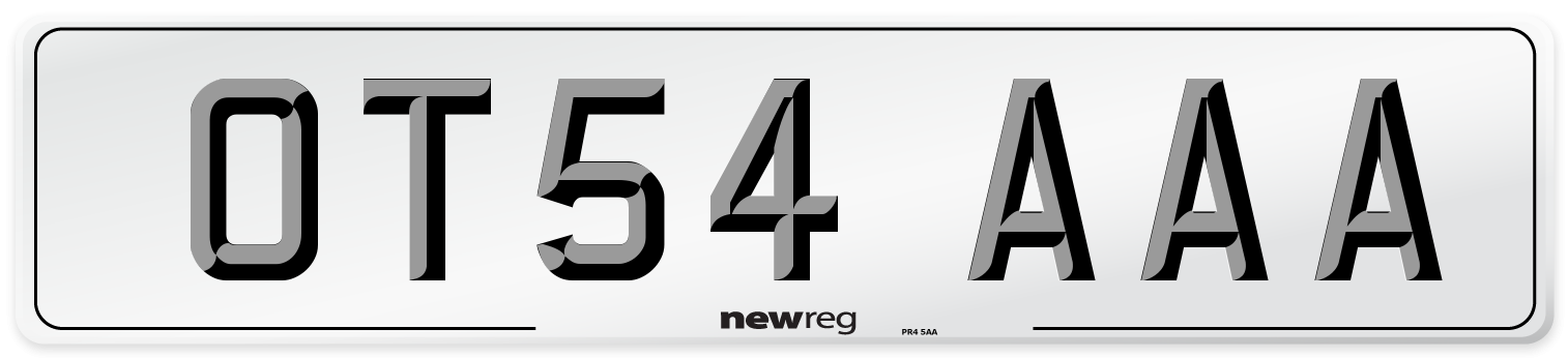OT54 AAA Number Plate from New Reg